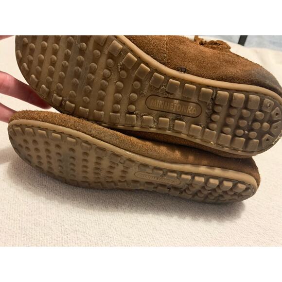 Minnetonka Fringe Leather Mid Calf Brown Flat Boot Women's Size 7.5 - Picture 8 of 12